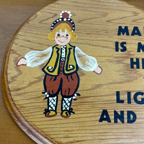 Vintage Wood Sign for Wall Hanging Anniversary Folk Art Couple Sign - Picture 6 of 15